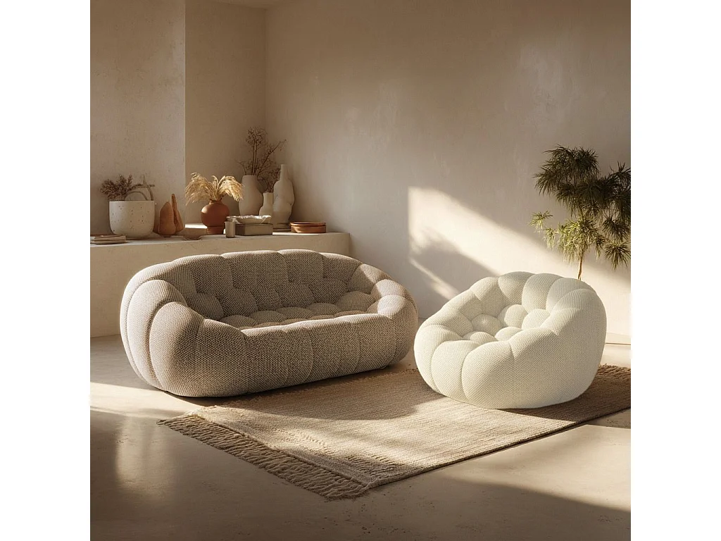 Coco Living Pack Cocoon Canapé sable + fauteuil - blanc