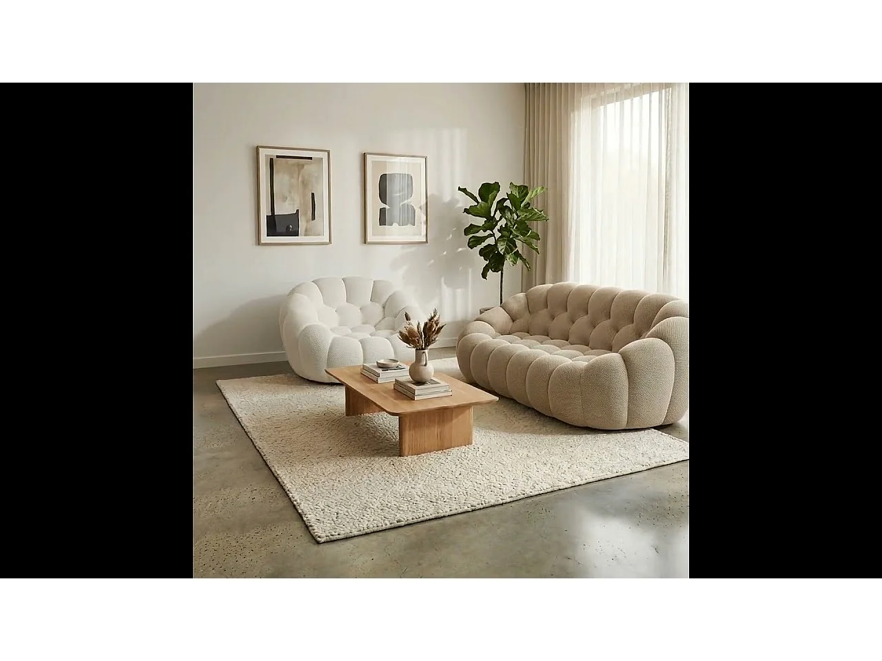 Coco Living Pack Cocoon Canapé sable + fauteuil - blanc