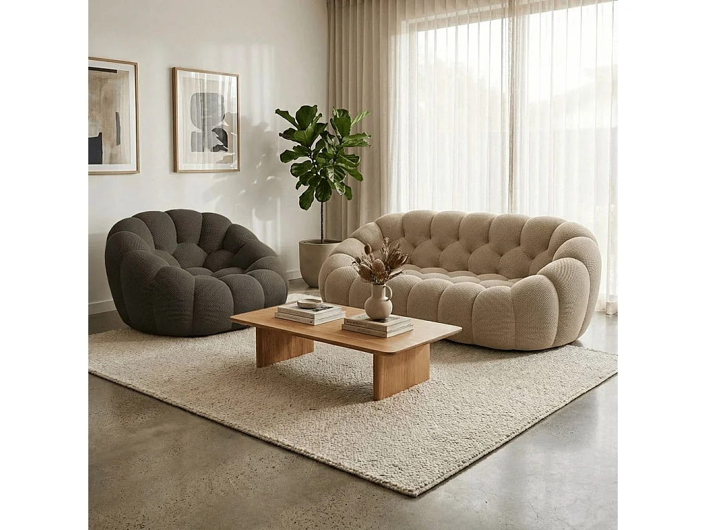 Pack Cocoon bank zand + fauteuil – chocolade