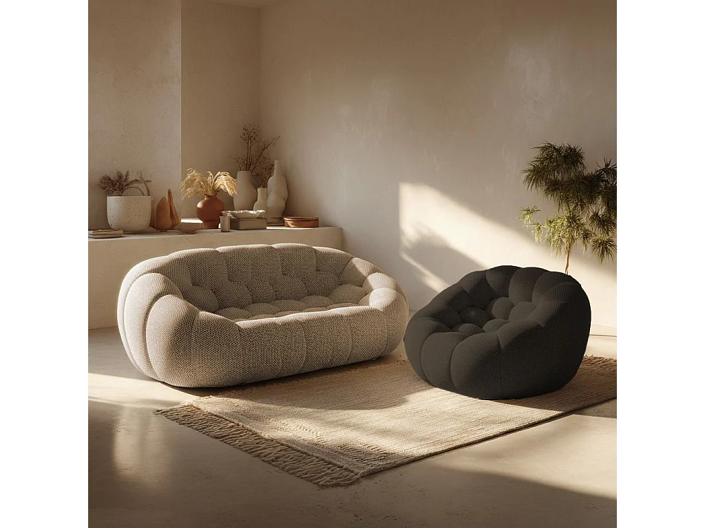 Coco Living Cocoon Set Sofa Sand + Sessel - Schokolade