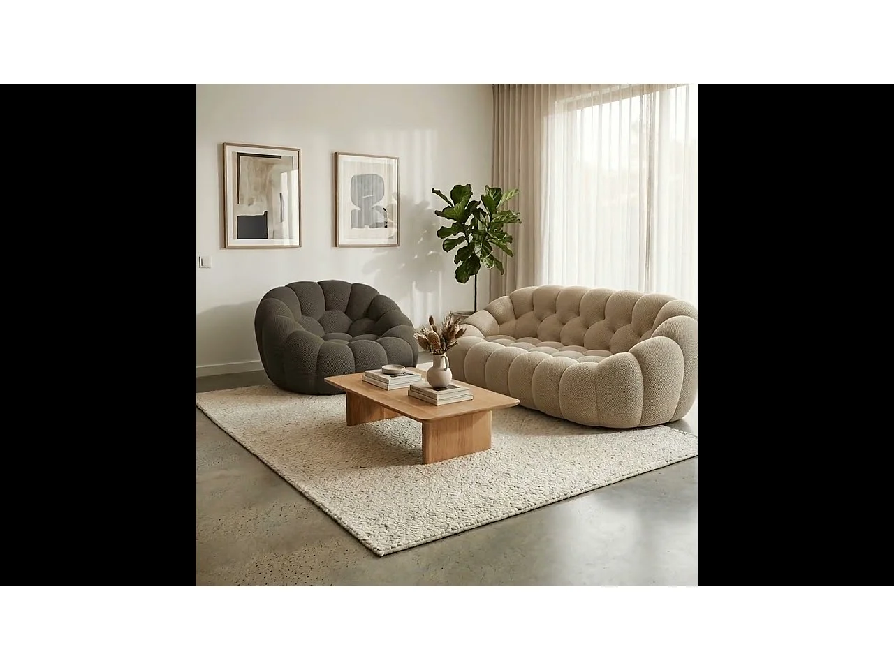 Coco Living Pack Cocoon Canapé sable + fauteuil - Chocolat