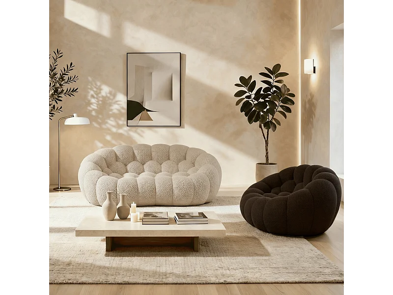 Coco Living Pack Cocoon Canapé sable + fauteuil - Chocolat