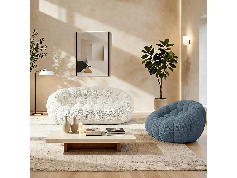 Coco Living Pack Cocoon bank wit + fauteuil – blauw