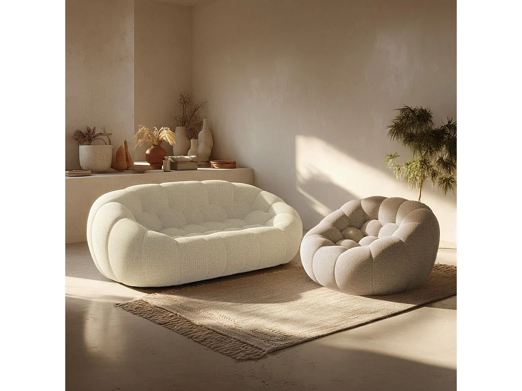 Coco Living Cocoon Set Weiß + Sessel - Sand