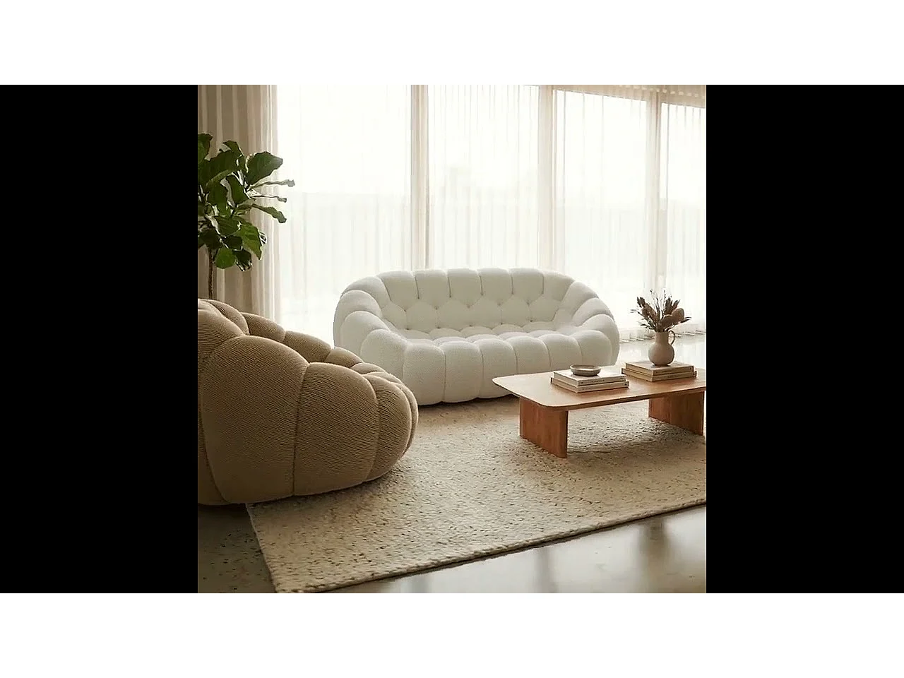 Coco Living Pack Cocoon blanc + fauteuil - sable