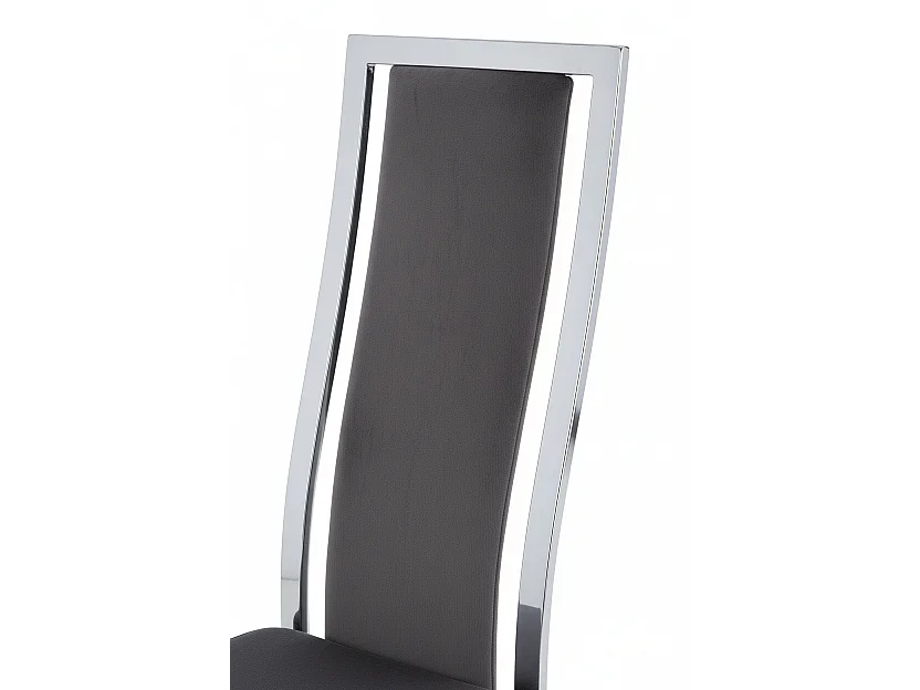 Lot 6 Chaises Salle à Manger Dana Velours Gris Contour Chrome 56x43x99cm