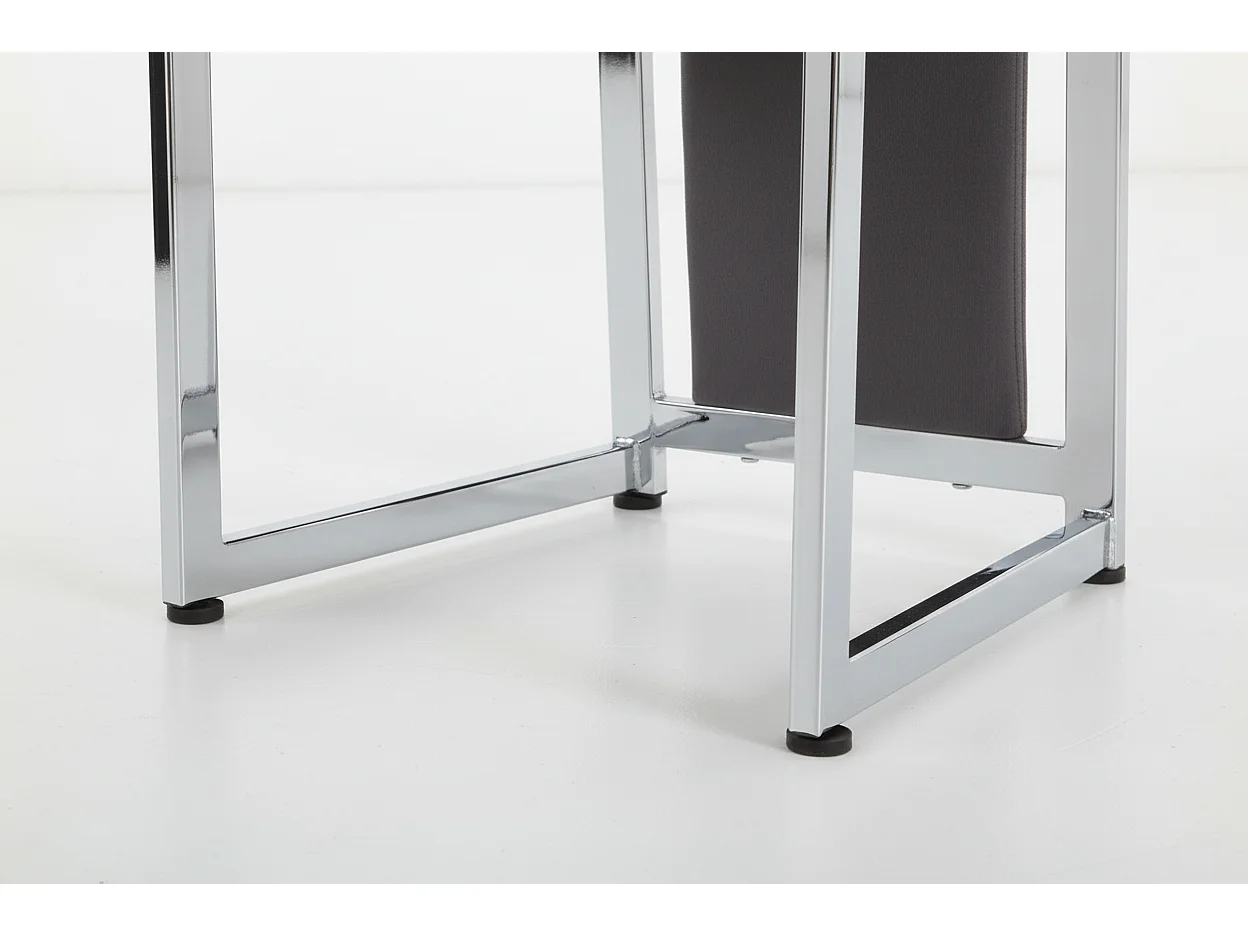 Lot 6 Chaises Salle à Manger Dana Velours Gris Contour Chrome 56x43x99cm