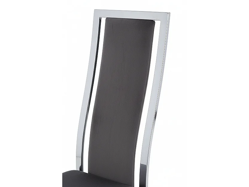 Lot 6 Chaises Salle à Manger Dana Velours Gris Contour Chrome 56x43x99cm