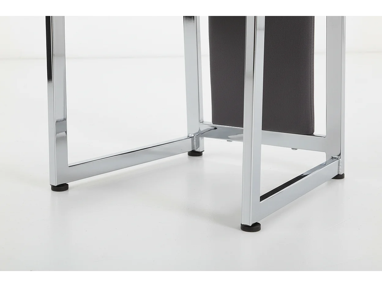 Lot 6 Chaises Salle à Manger Dana Velours Gris Contour Chrome 56x43x99cm