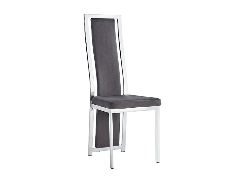 Lot 6 Chaises Salle à Manger Dana Velours Gris Contour Chrome 56x43x99cm