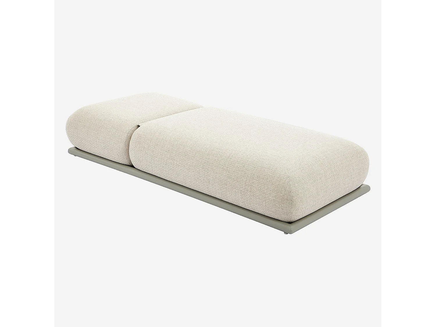 Bain de soleil en tissu déperlant et aluminium gris clair - Crème