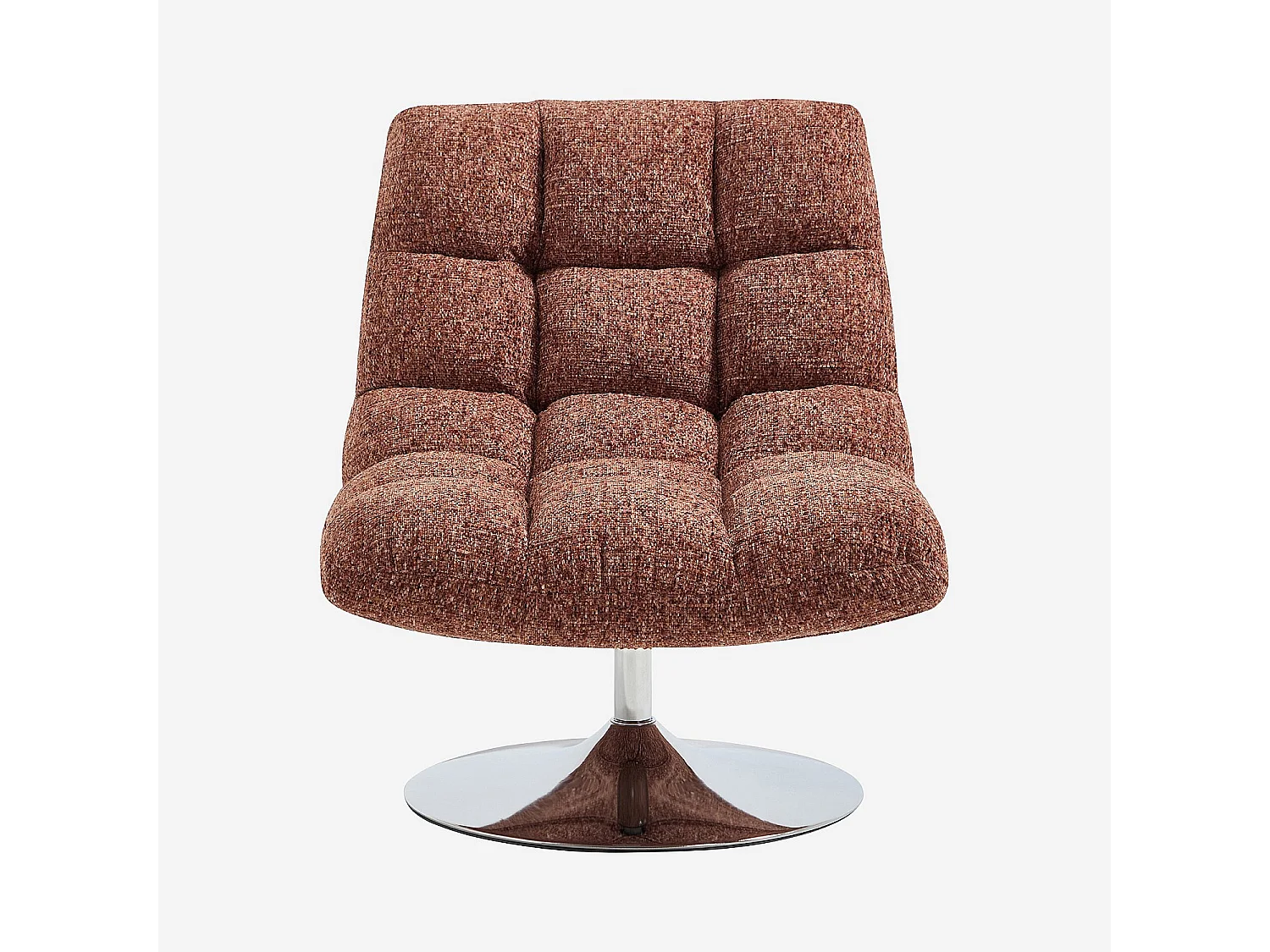 Fauteuil pivotant en tissu chenille et métal chromé - Terracotta mélangé