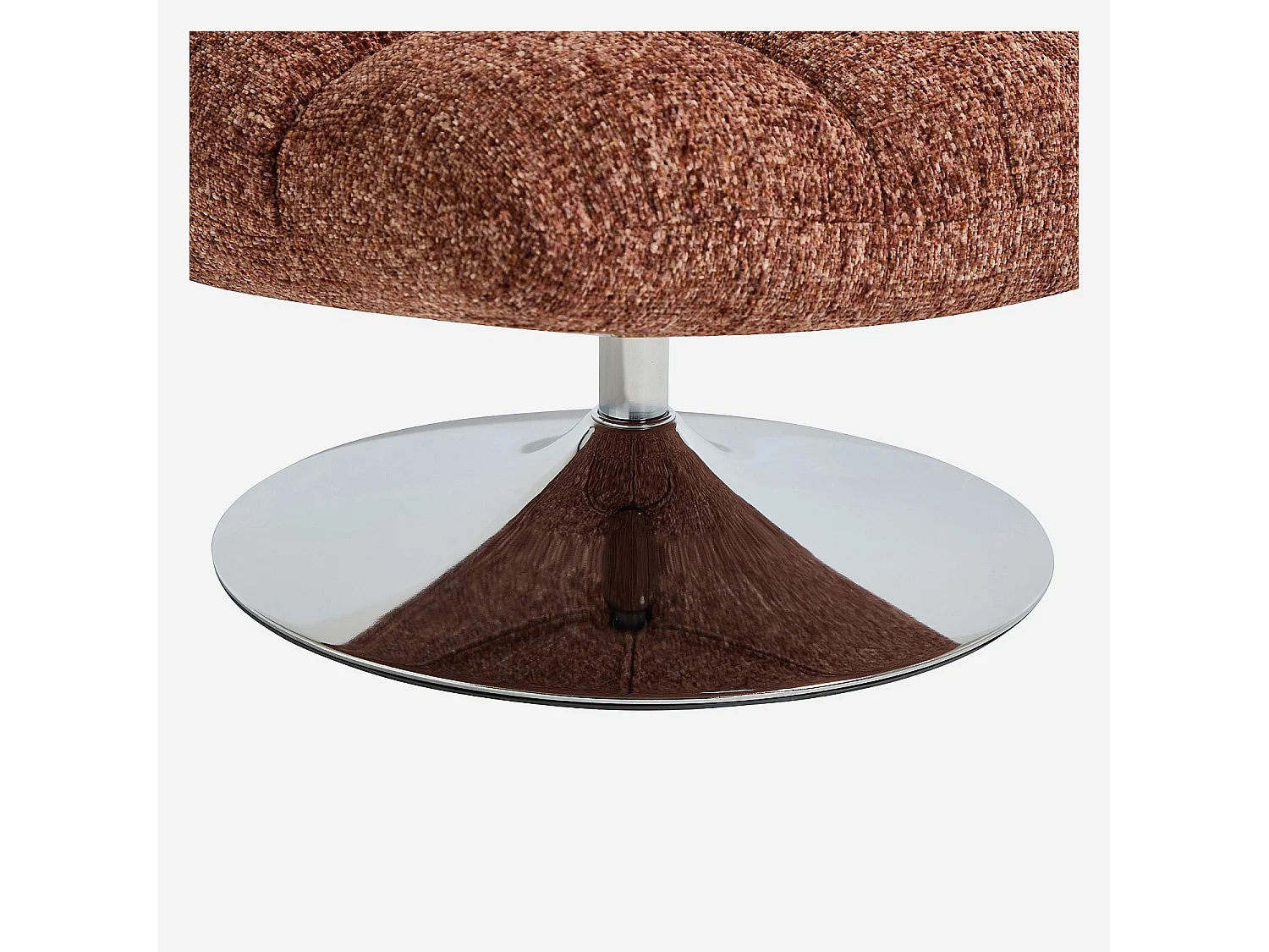 Fauteuil pivotant en tissu chenille et métal chromé - Terracotta mélangé