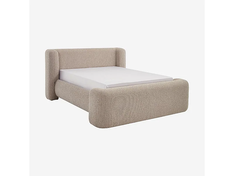 Habitat - Lit 180 x 200 cm en tissu bouclette - Grège - Olbia