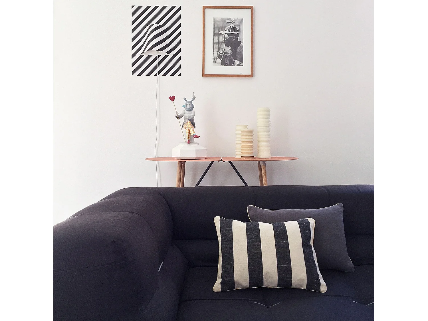 Habitat - Coussin en lin - Noir et beige - Design by Serge Bensimon pour Designerbox - Mix&match