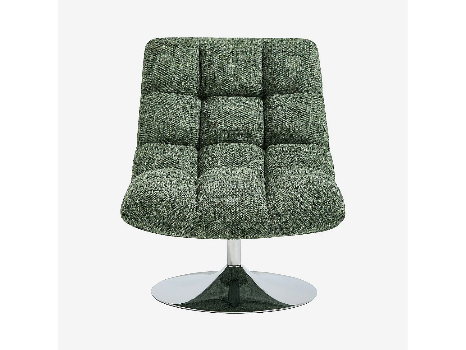 Fauteuil pivotant en tissu chenille et métal chromé - Vert mélangé