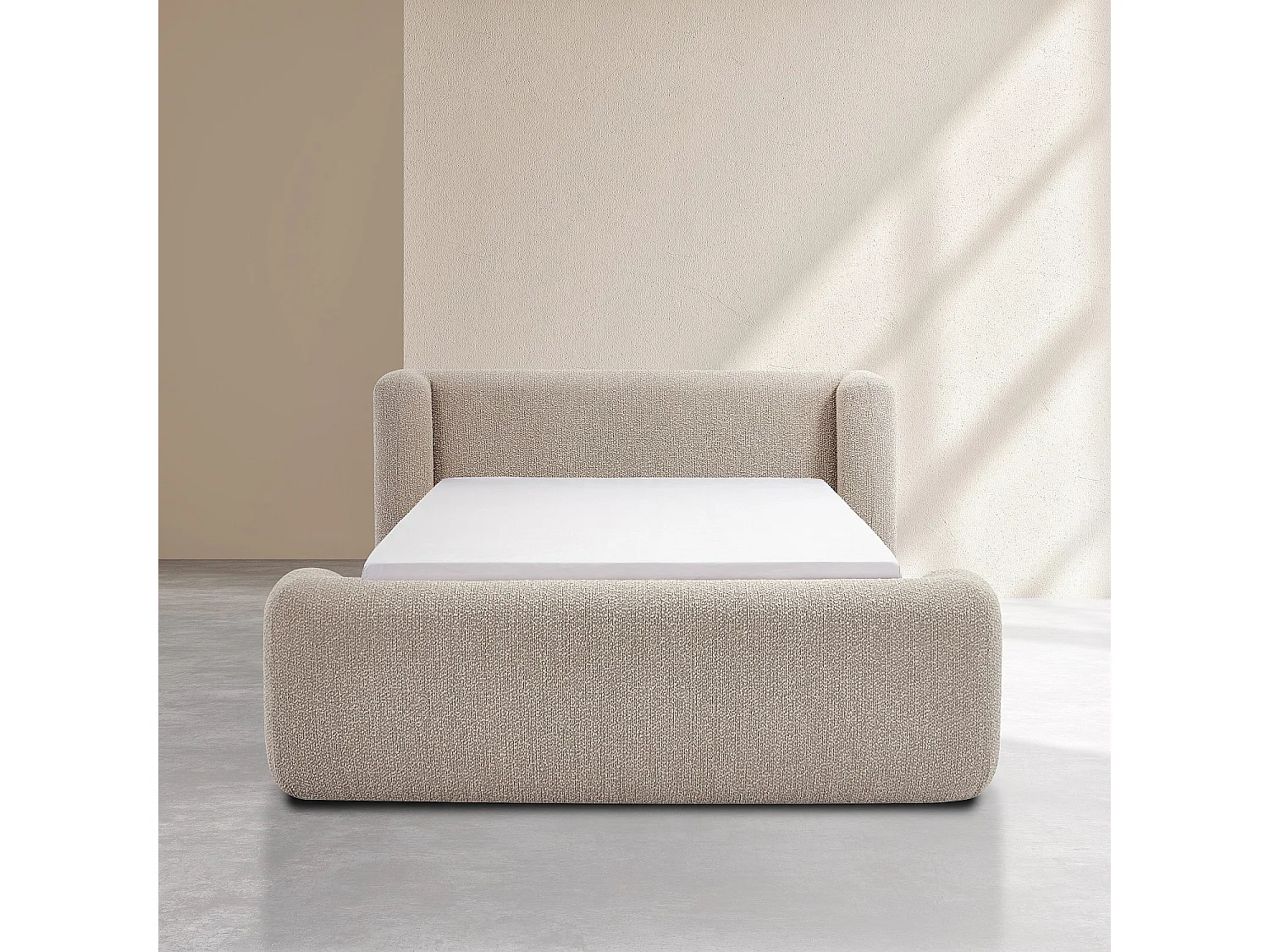 Habitat - Lit 160 x 200 cm en tissu bouclette - Grège - Olbia