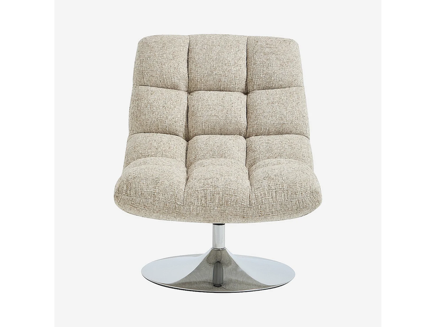Fauteuil pivotant en tissu chenille et métal chromé - Beige mélangé