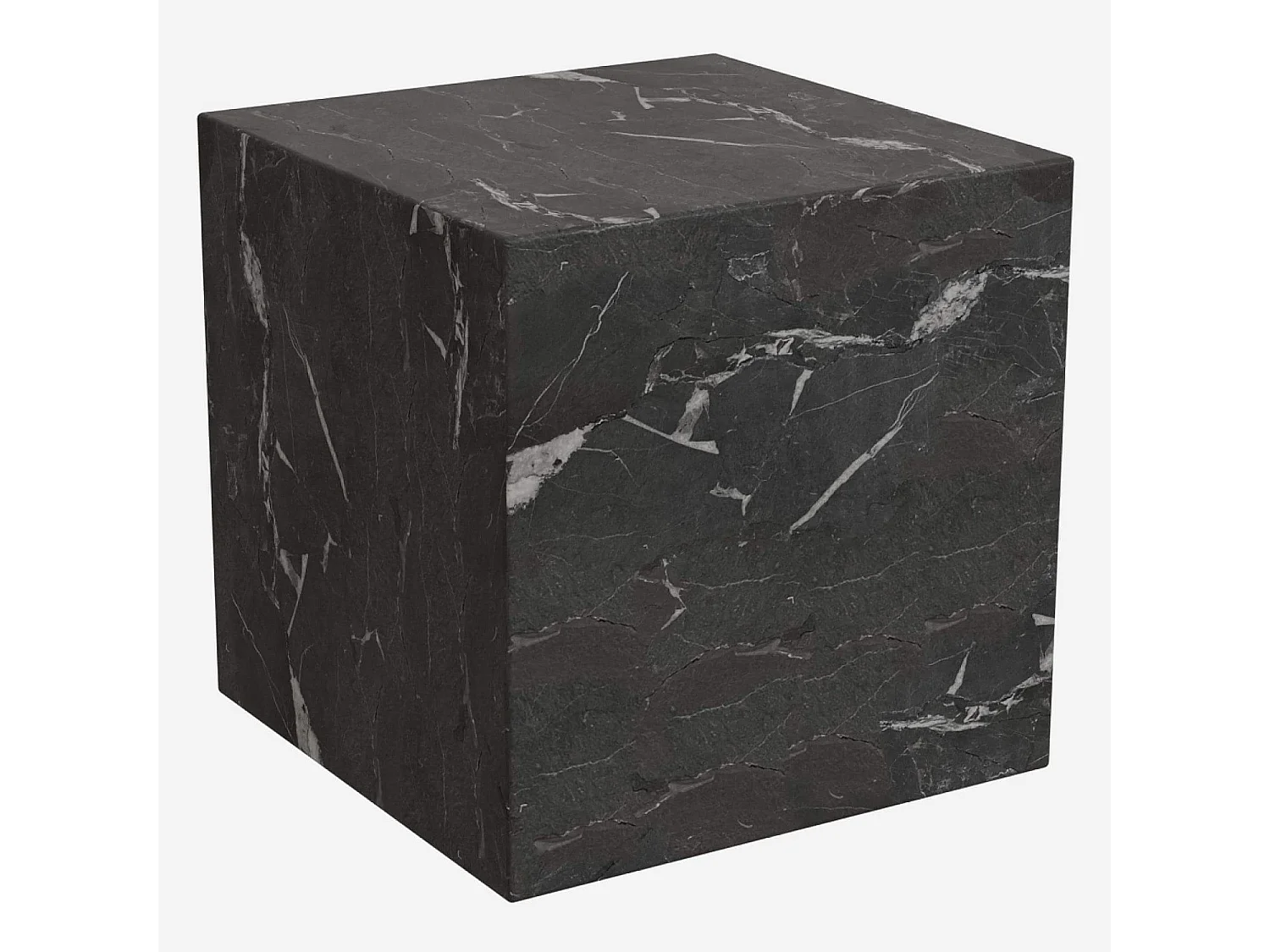Habitat - Table d'appoint cube en marbre - Noir - Adana