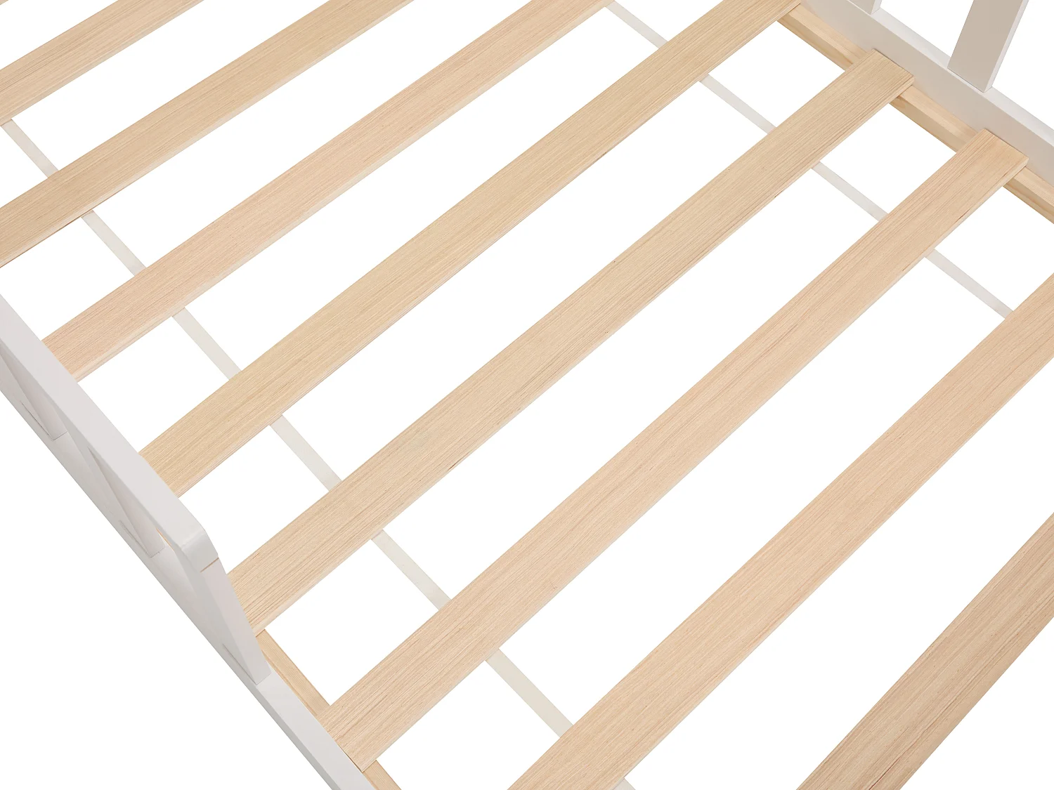 Lit cabane 90 x 190 cm - Pin - Coloris : Naturel et blanc - MARTEVI