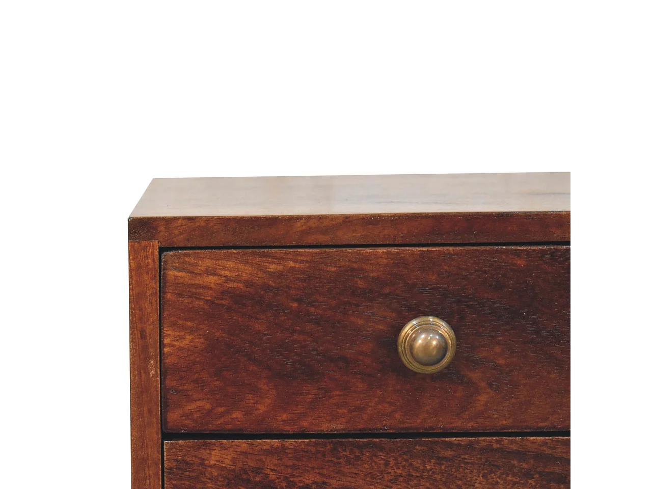 Artisan Furniture Mini table de chevet en bois massif de noyer californien, 2 tiroirs, brun foncé