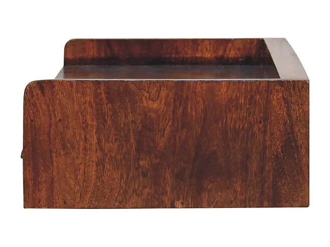 Artisan Furniture Étagère murale Belmont en bois massif, 1 tiroir, brun foncé