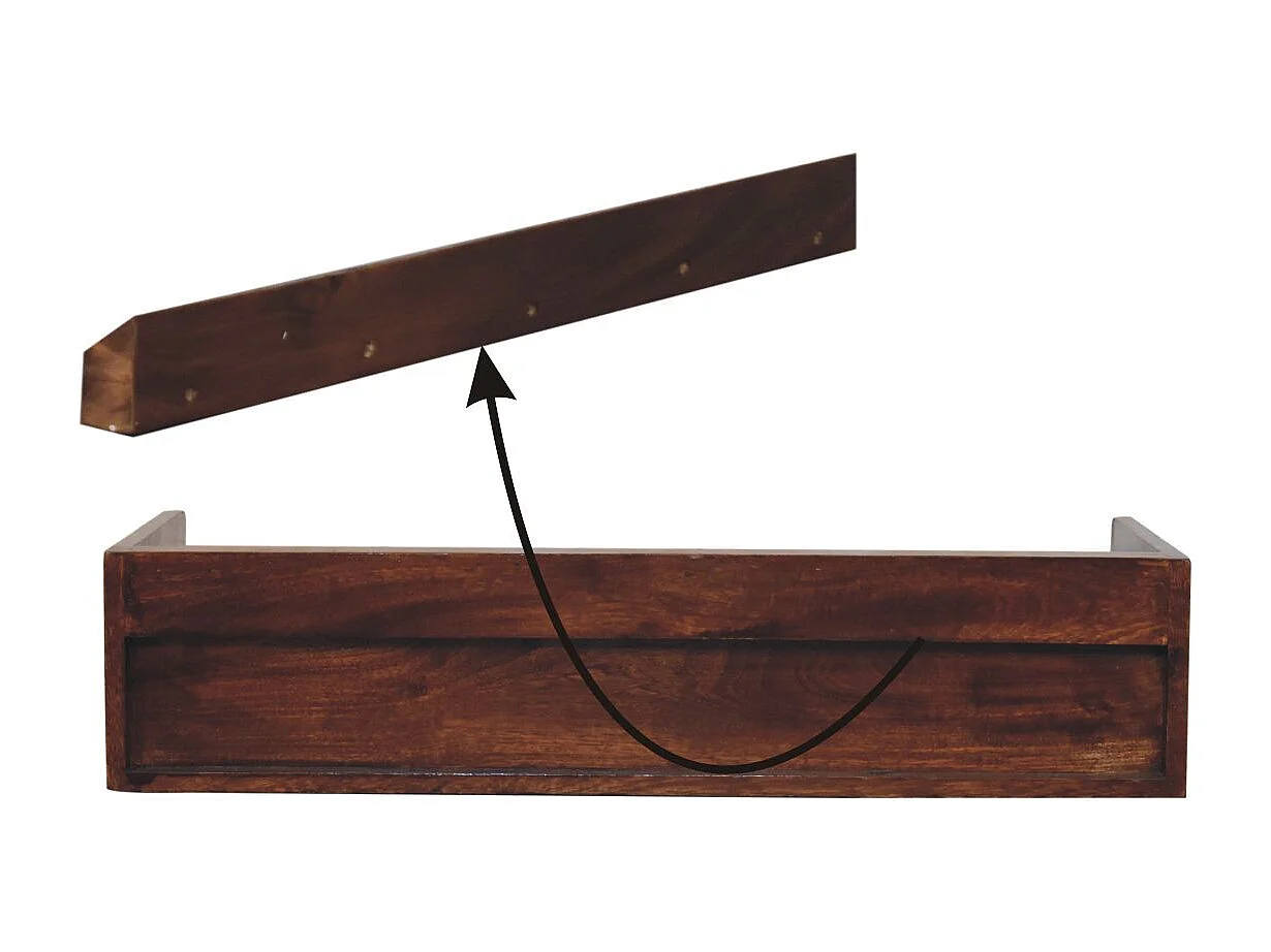 Artisan Furniture Étagère murale Belmont en bois massif, 1 tiroir, brun foncé