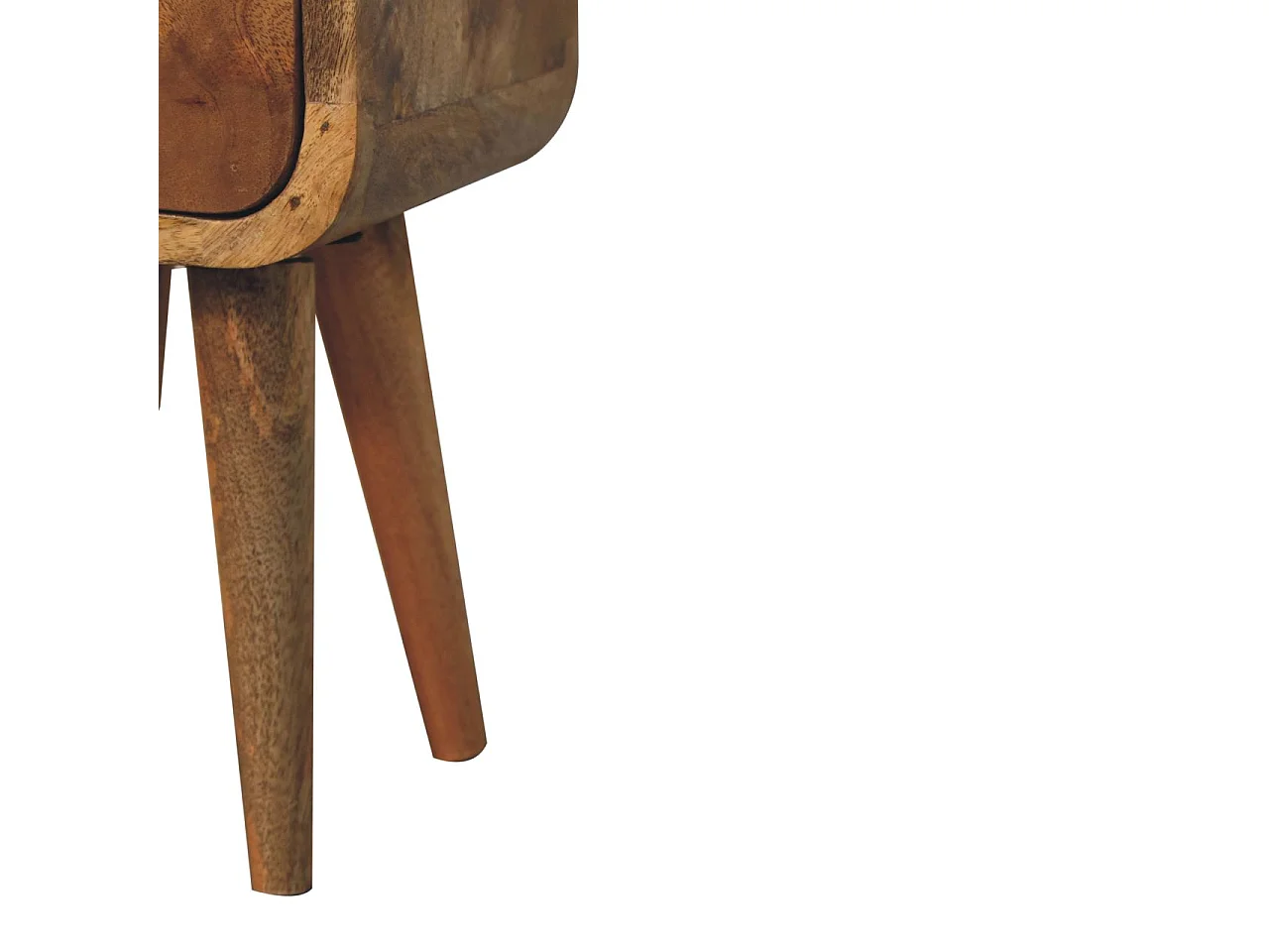 Artisan Furniture Table de chevet extra mini incurvée en bois massif de type chêne, 2 tiroirs, beige