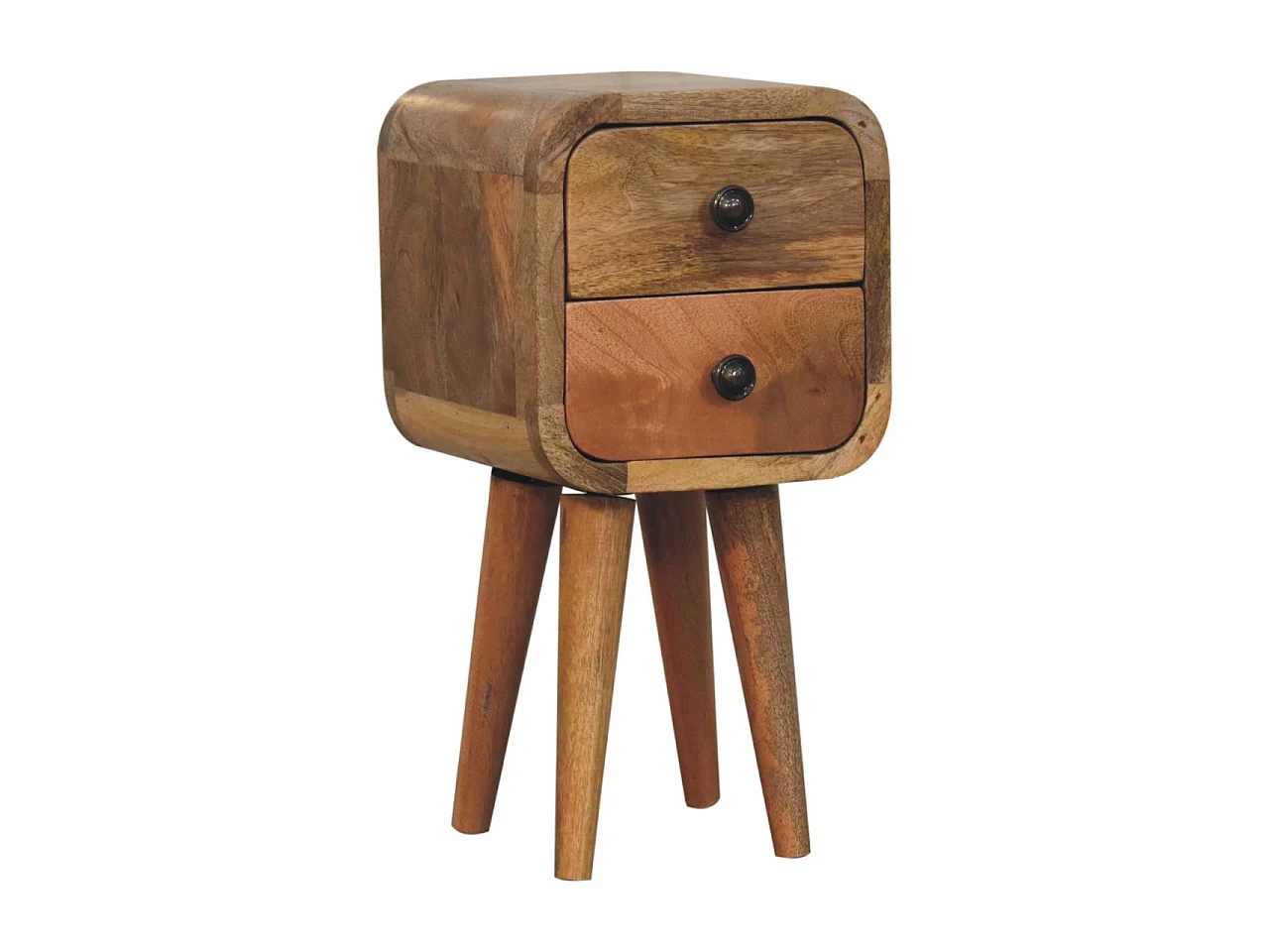 Artisan Furniture Extra Mini stolik nocny z litego dębu, z 2 szufladami, kolor beżowy