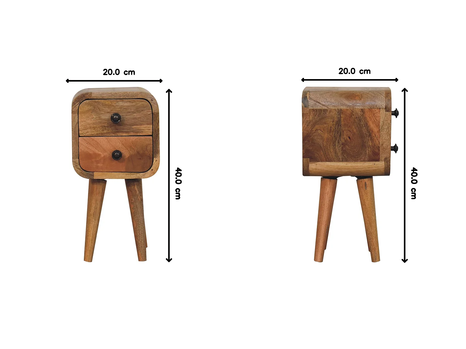 Artisan Furniture Extra Mini stolik nocny z litego dębu, z 2 szufladami, kolor beżowy