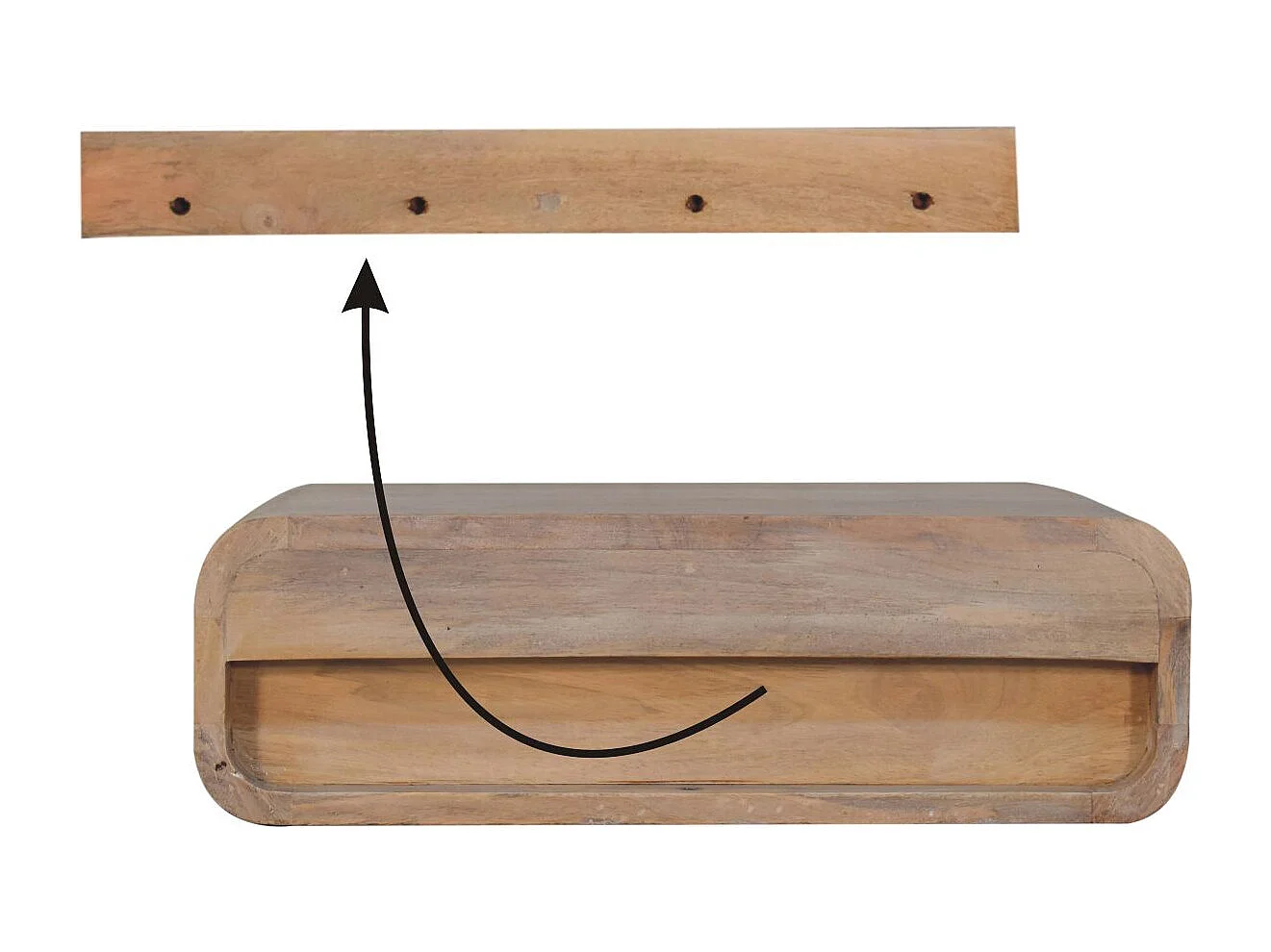 Artisan Furniture Table de chevet murale en bois massif Sonoma avec barre en T, 1 tiroir, brun clair