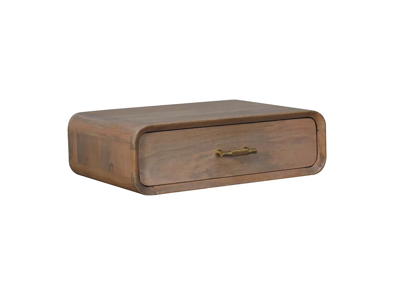 Stolik nocny z litego drewna Sonoma Artisan Furniture z barem w kształcie litery T, 1 szuflada, jasnobrązowy