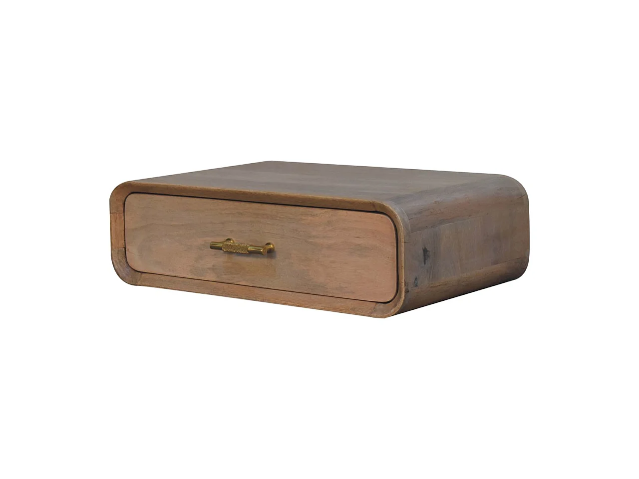 Stolik nocny z litego drewna Sonoma Artisan Furniture z barem w kształcie litery T, 1 szuflada, jasnobrązowy