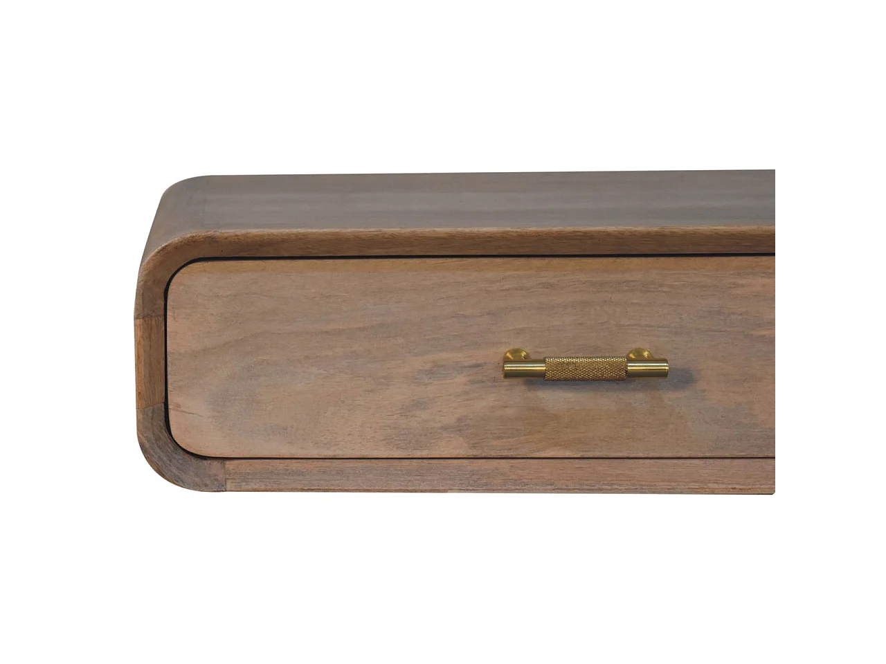 Stolik nocny z litego drewna Sonoma Artisan Furniture z barem w kształcie litery T, 1 szuflada, jasnobrązowy