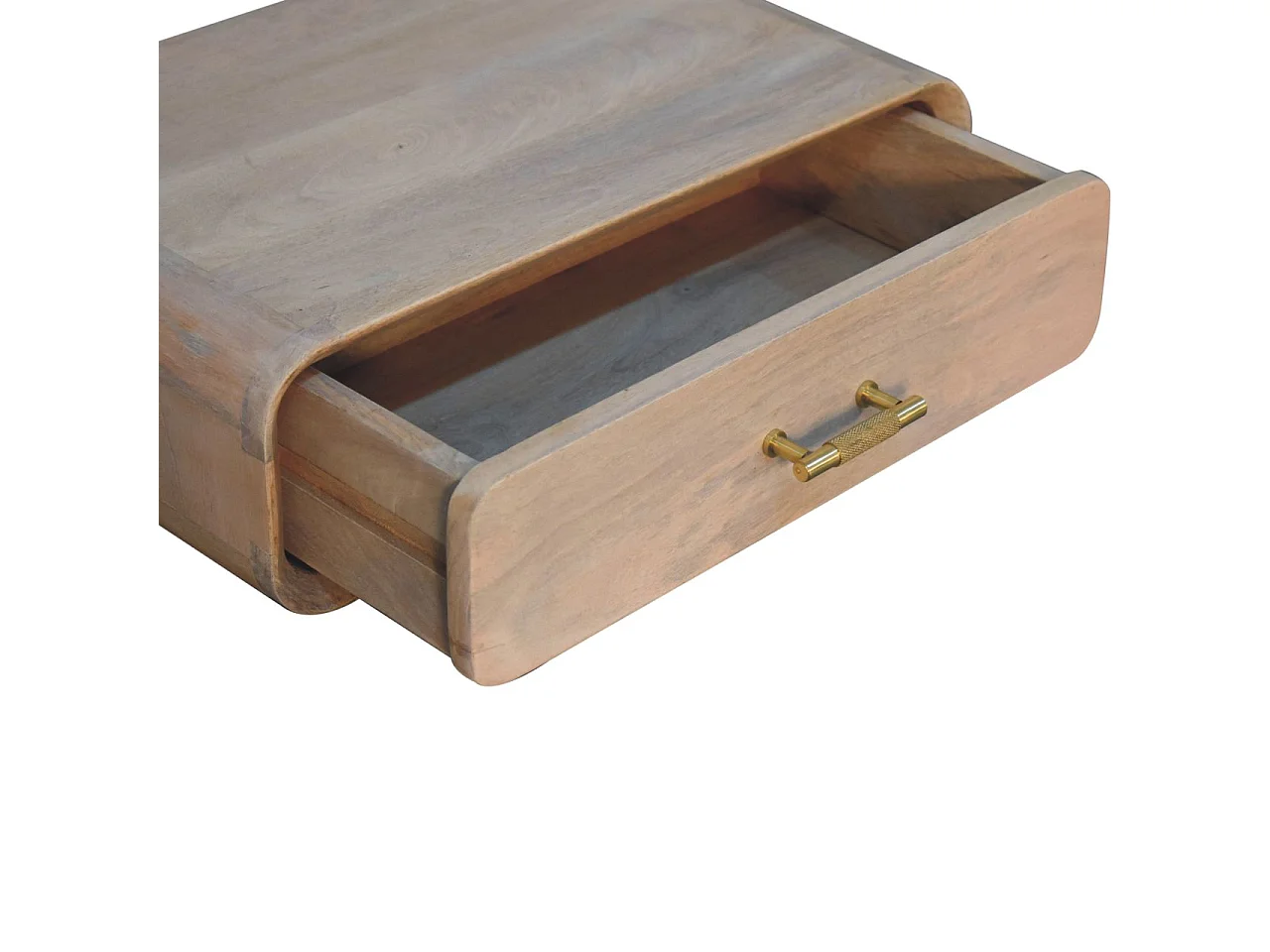 Stolik nocny z litego drewna Sonoma Artisan Furniture z barem w kształcie litery T, 1 szuflada, jasnobrązowy