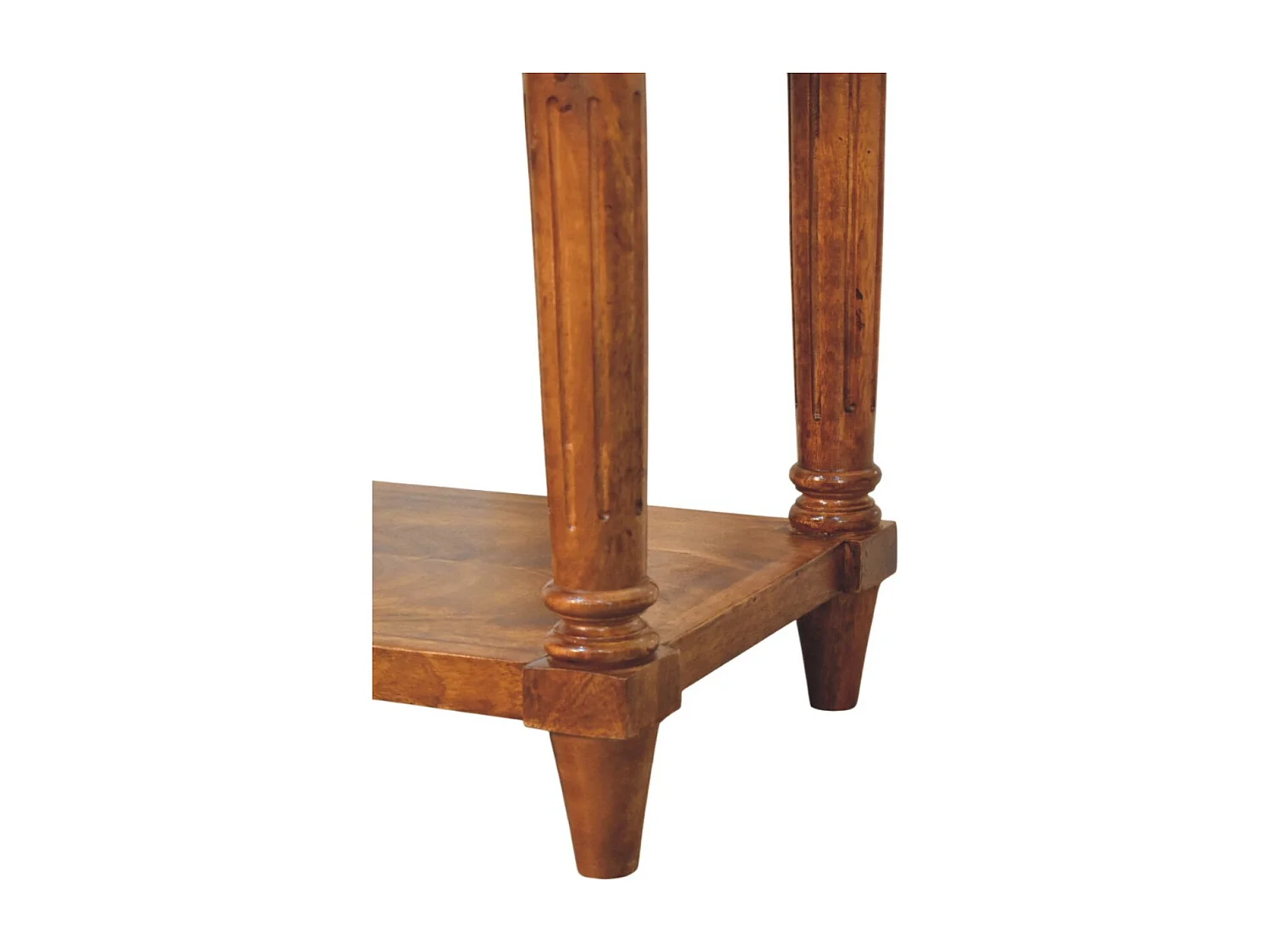 Artisan Furniture Table d’appoint Chestnut en bois massif avec pieds tournés, 1 tiroir, marron foncé