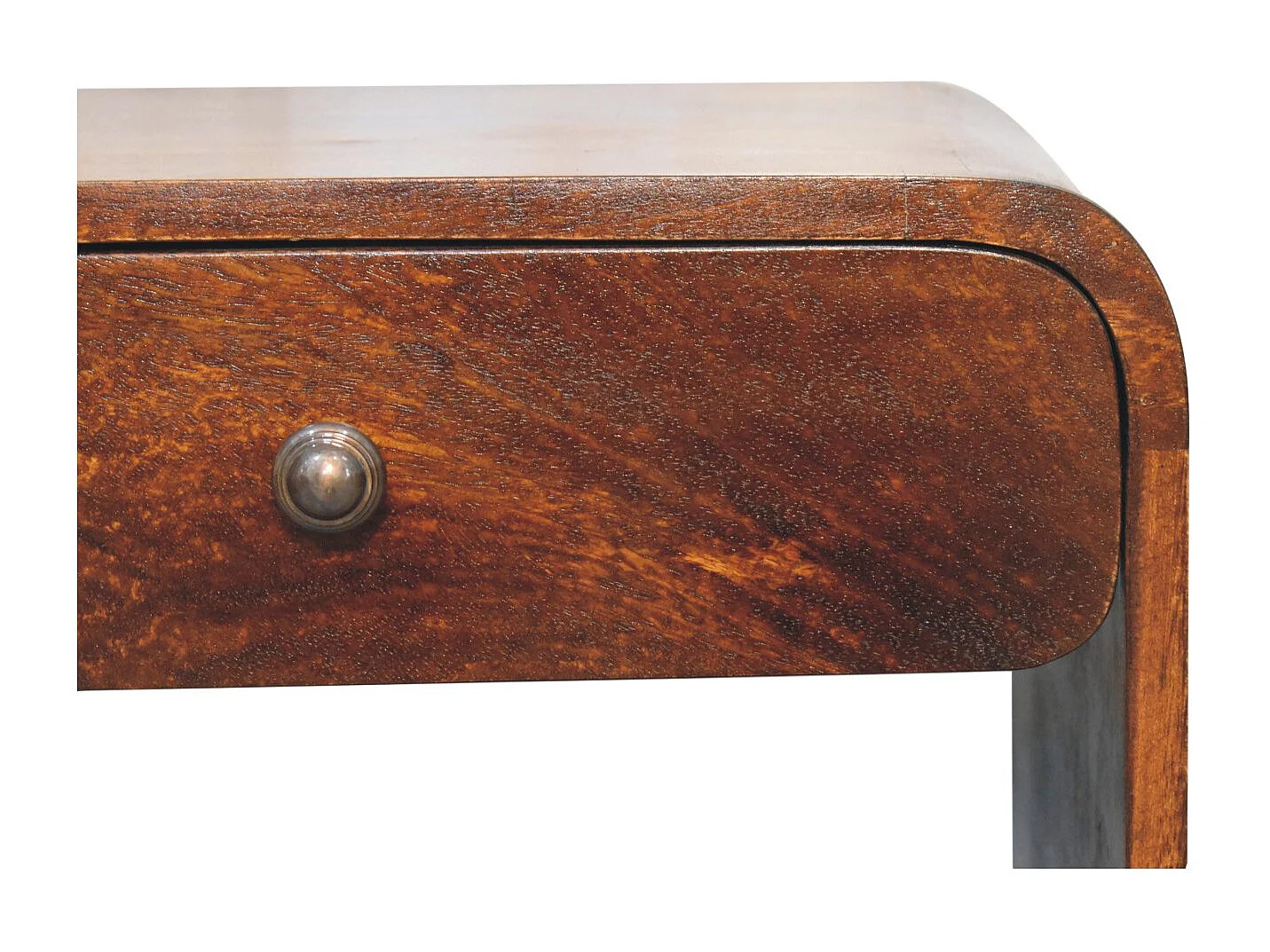 Artisan Furniture Table de chevet ouverte en bois massif de tremble, 1 tiroir et 2 compartiments ouverts, brun foncé