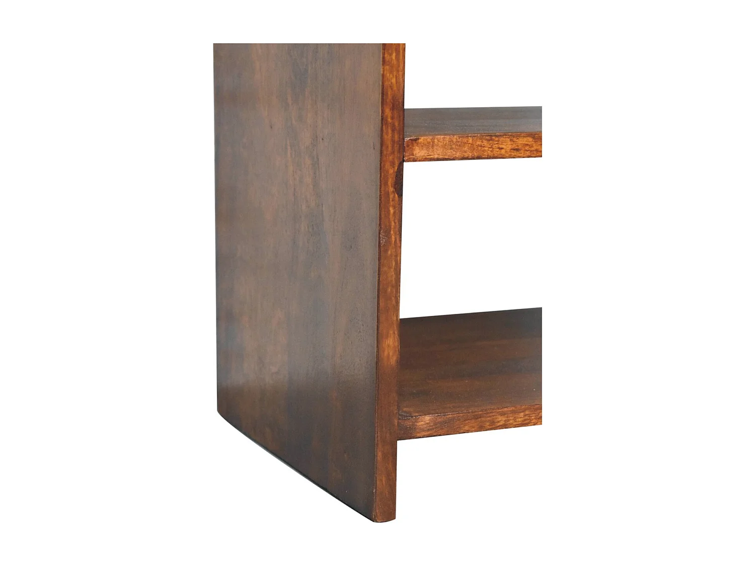 Artisan Furniture Table de chevet ouverte en bois massif de tremble, 1 tiroir et 2 compartiments ouverts, brun foncé