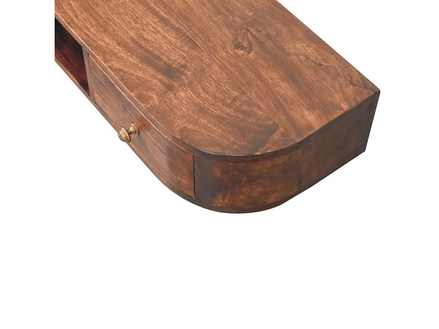 Artisan Furniture Console murale Lunar en bois massif avec 2 tiroirs, finition châtaigne, marron foncé