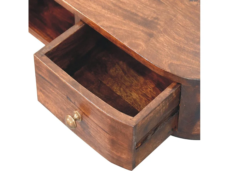 Artisan Furniture Console murale Lunar en bois massif avec 2 tiroirs, finition châtaigne, marron foncé