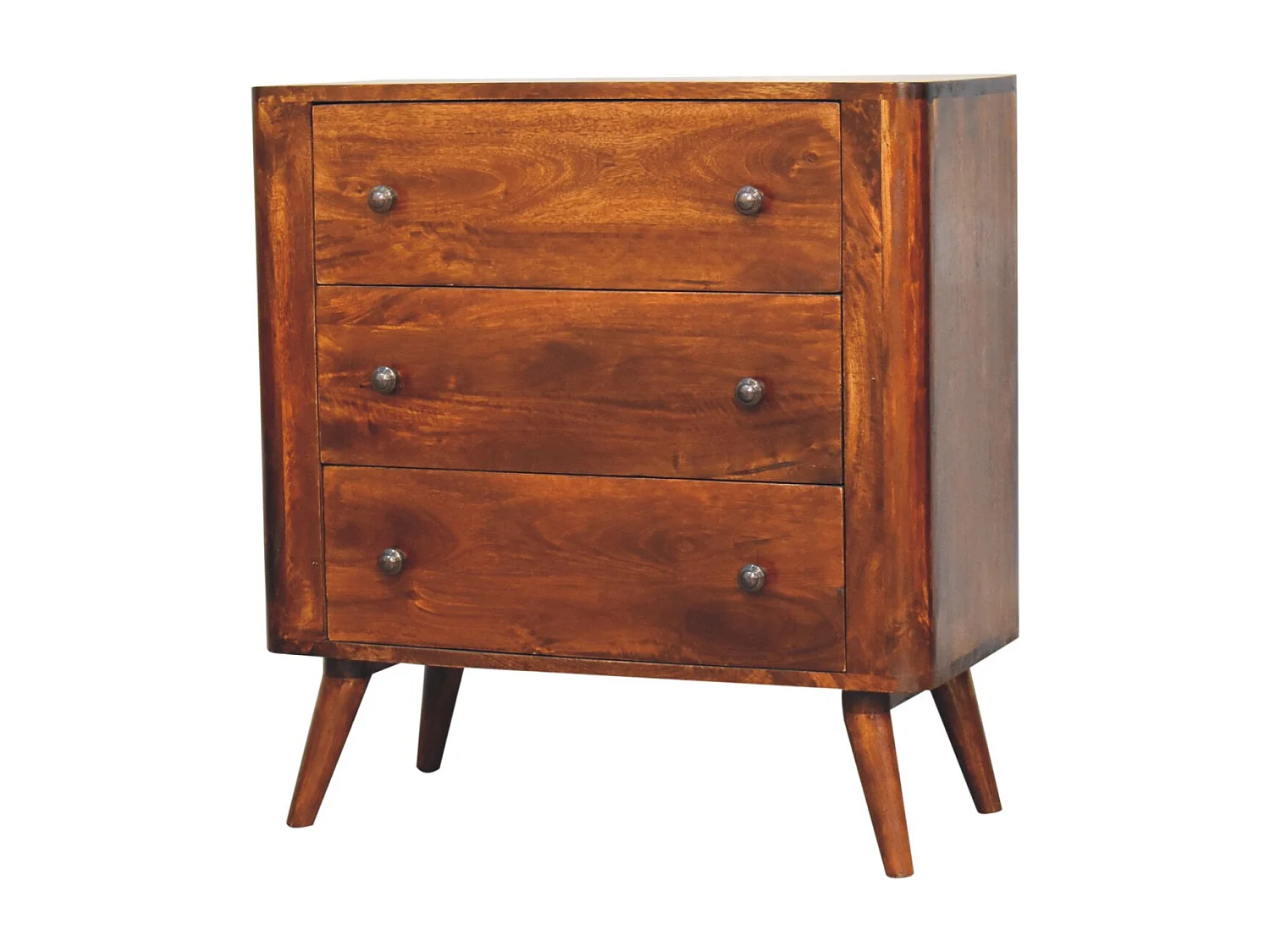 Artisan Furniture Commode Bera en bois massif, 3 tiroirs, brun foncé