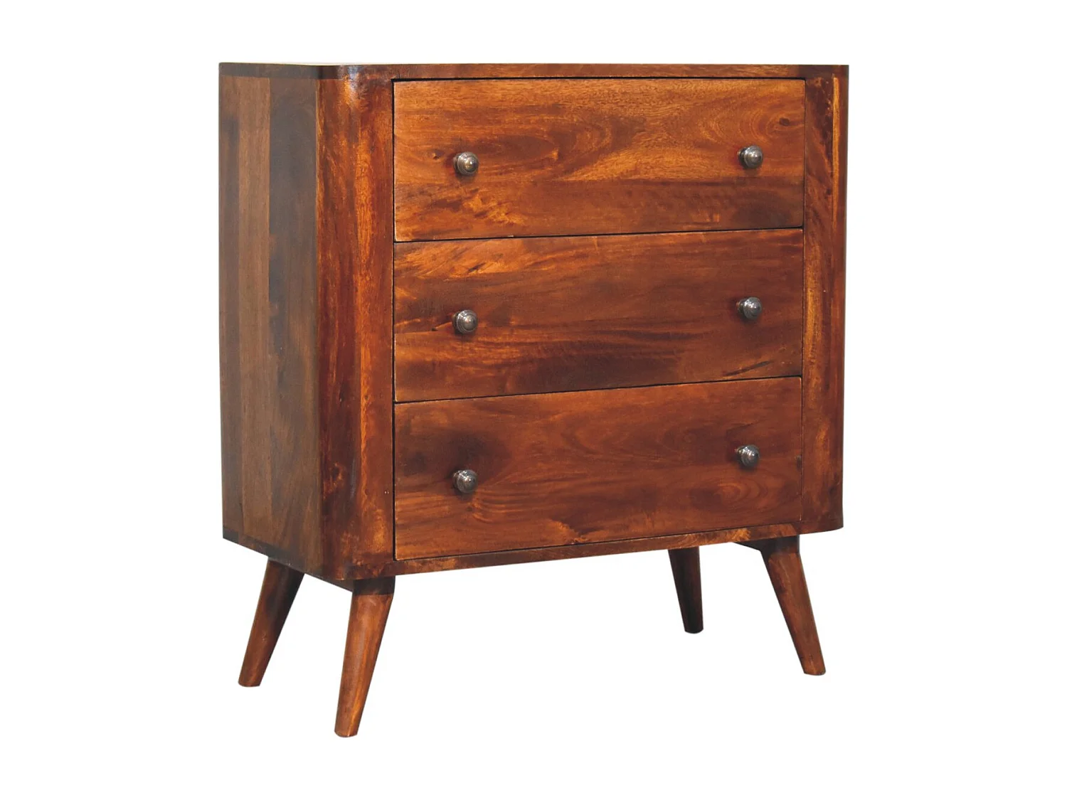 Artisan Furniture Kommode Bera aus Massivholz, 3 Schubladen, dunkelbraun