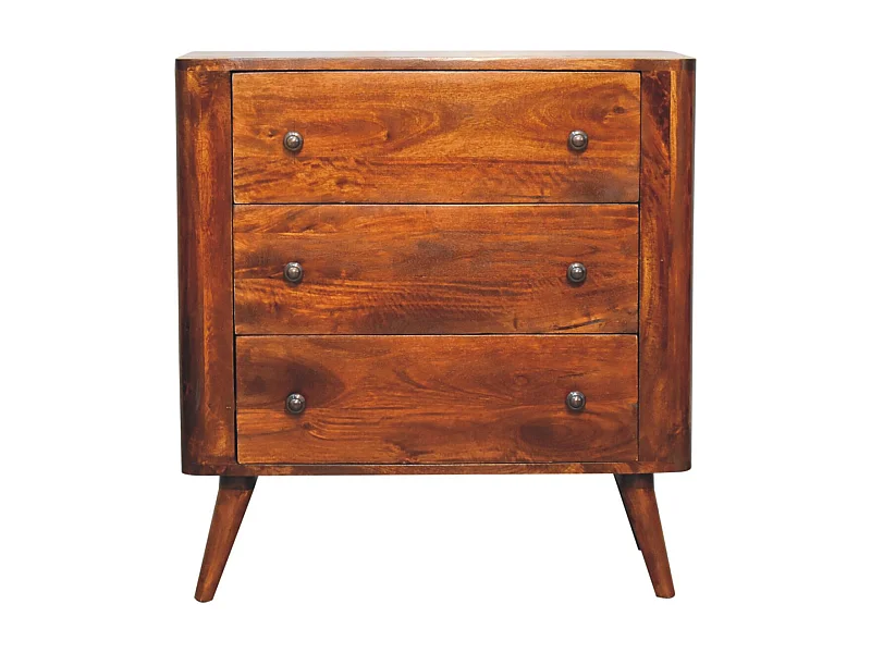 Artisan Furniture Commode Bera en bois massif, 3 tiroirs, brun foncé