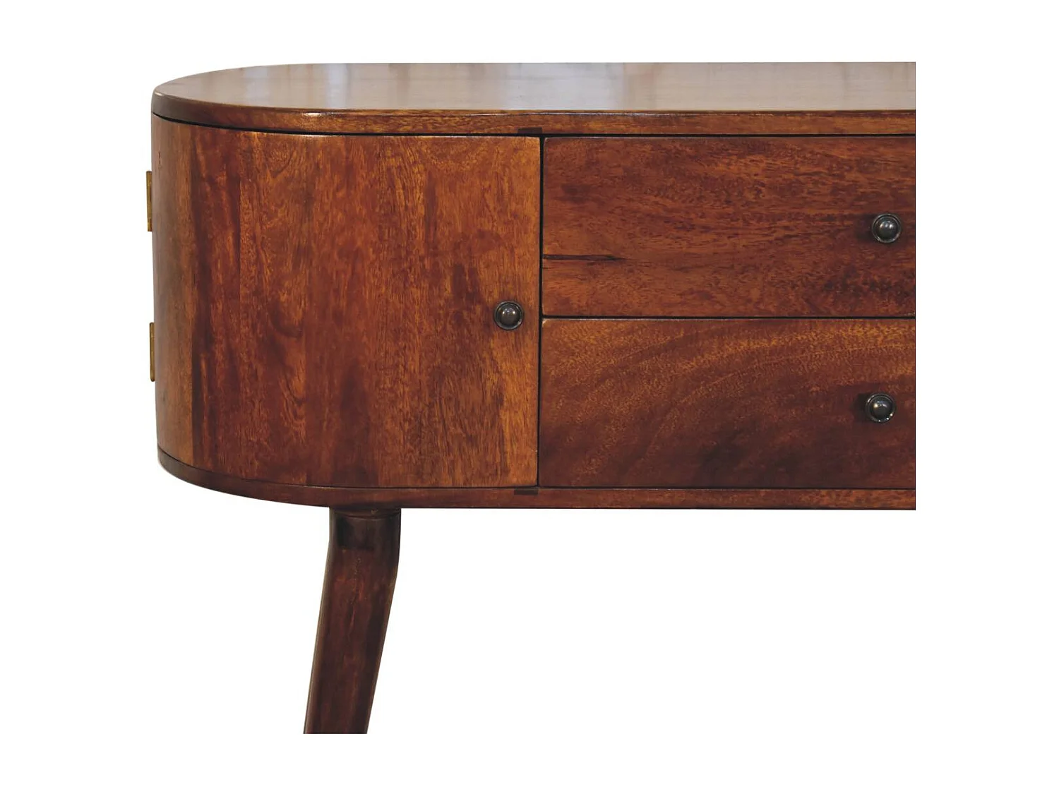 Artisan Furniture Table console Grove en bois massif, 2 tiroirs centraux et armoires latérales, marron foncé