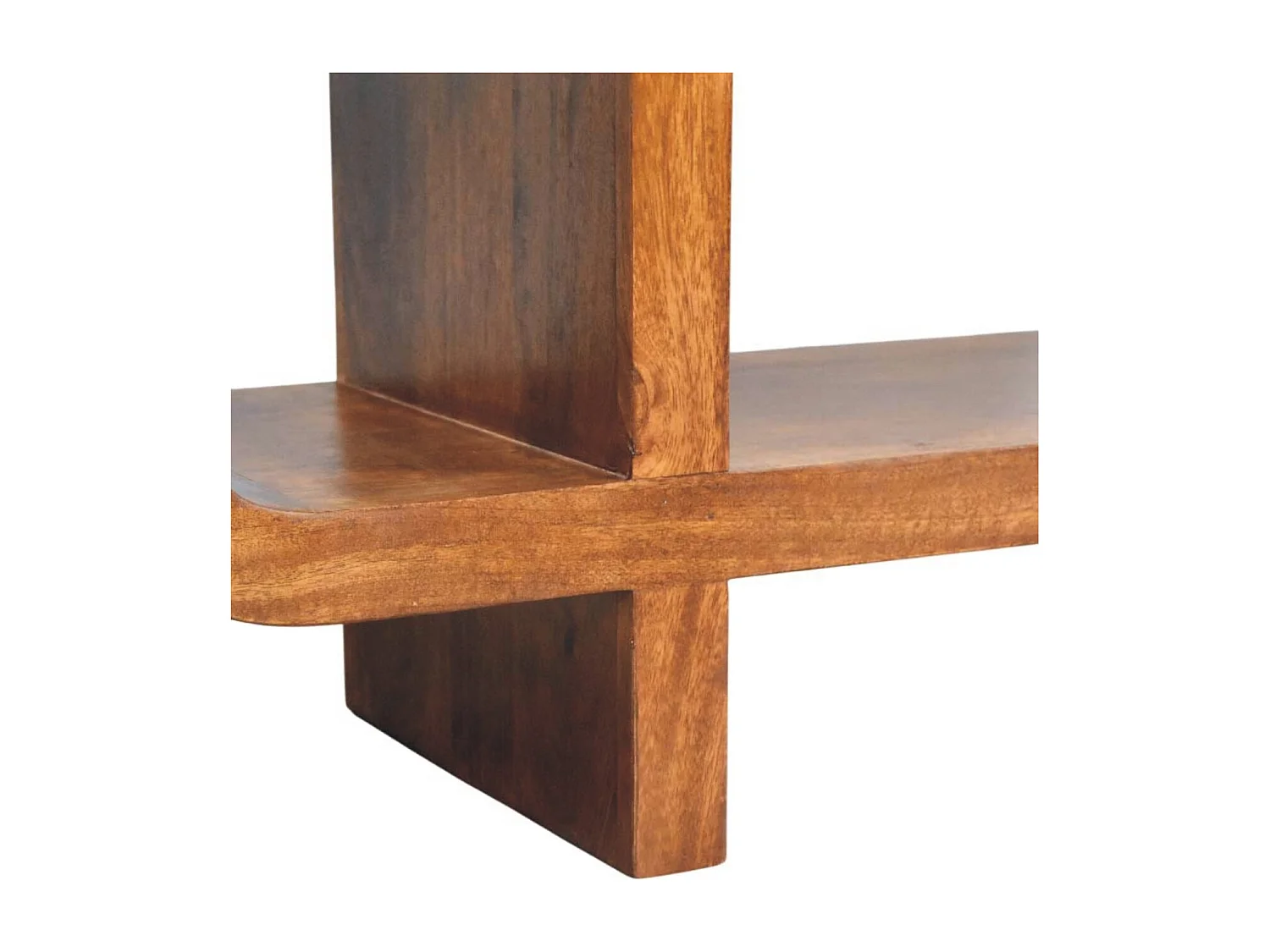 Artisan Furniture Meuble TV Orion incurvé en bois massif finition châtaigne, marron foncé