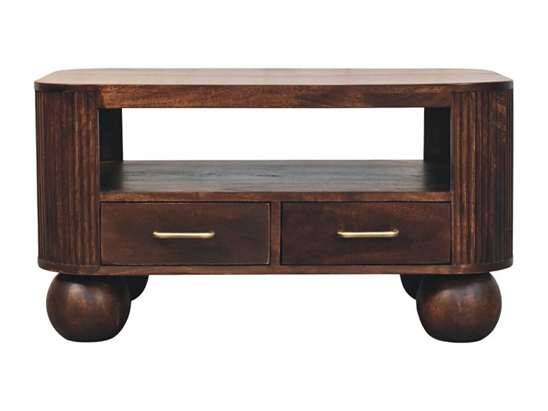 Artisan Furniture Solid wood coffee table with spherical legs, 1 open ...