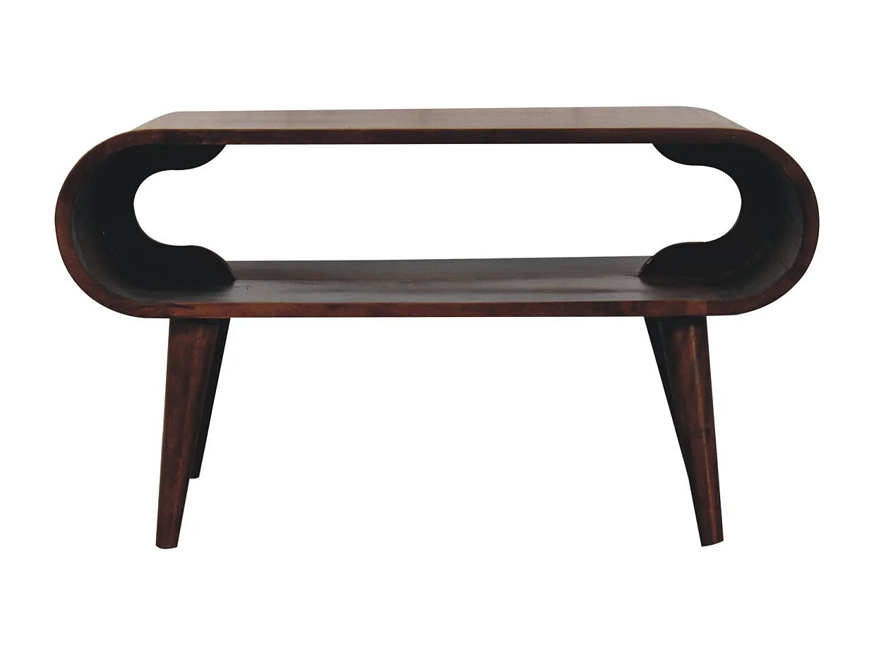 Artisan Furniture Table basse ouverte en bois massif de noyer californien, fente ouverte, brun foncé
