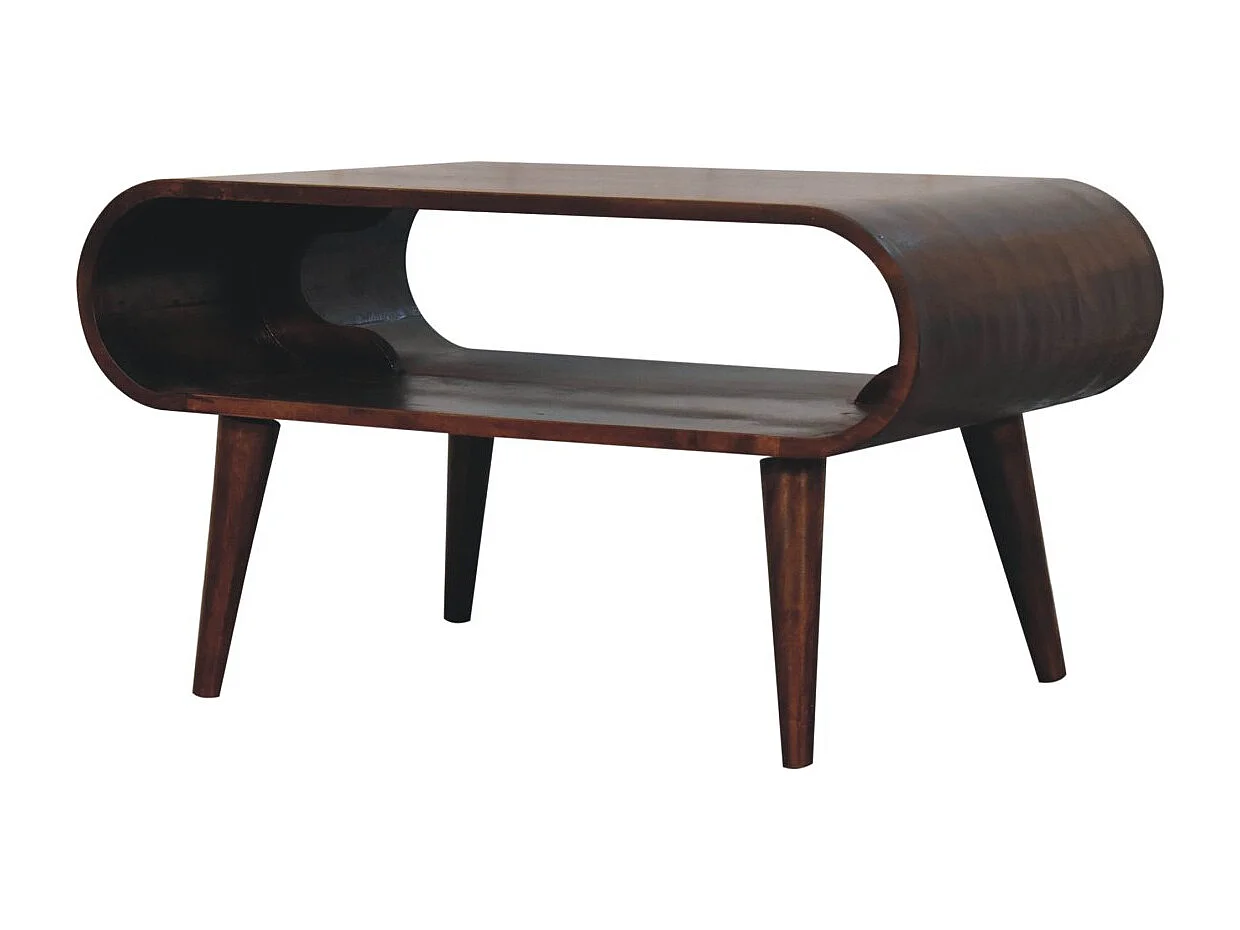 Artisan Furniture Table basse ouverte en bois massif de noyer californien, fente ouverte, brun foncé