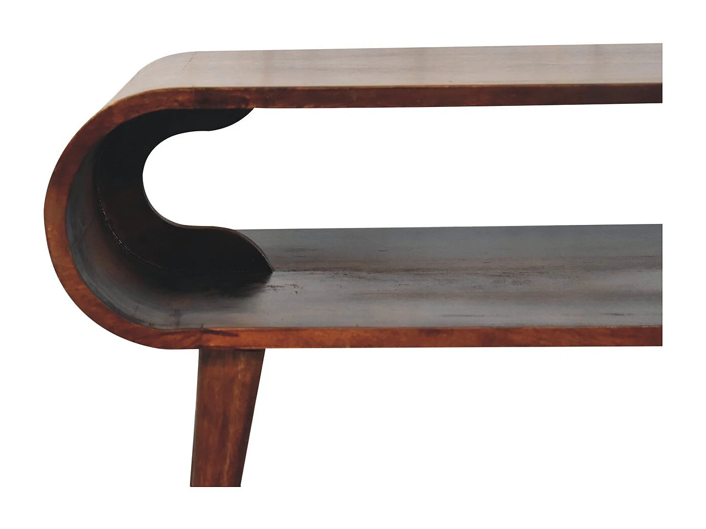 Artisan Furniture Table basse ouverte en bois massif de noyer californien, fente ouverte, brun foncé