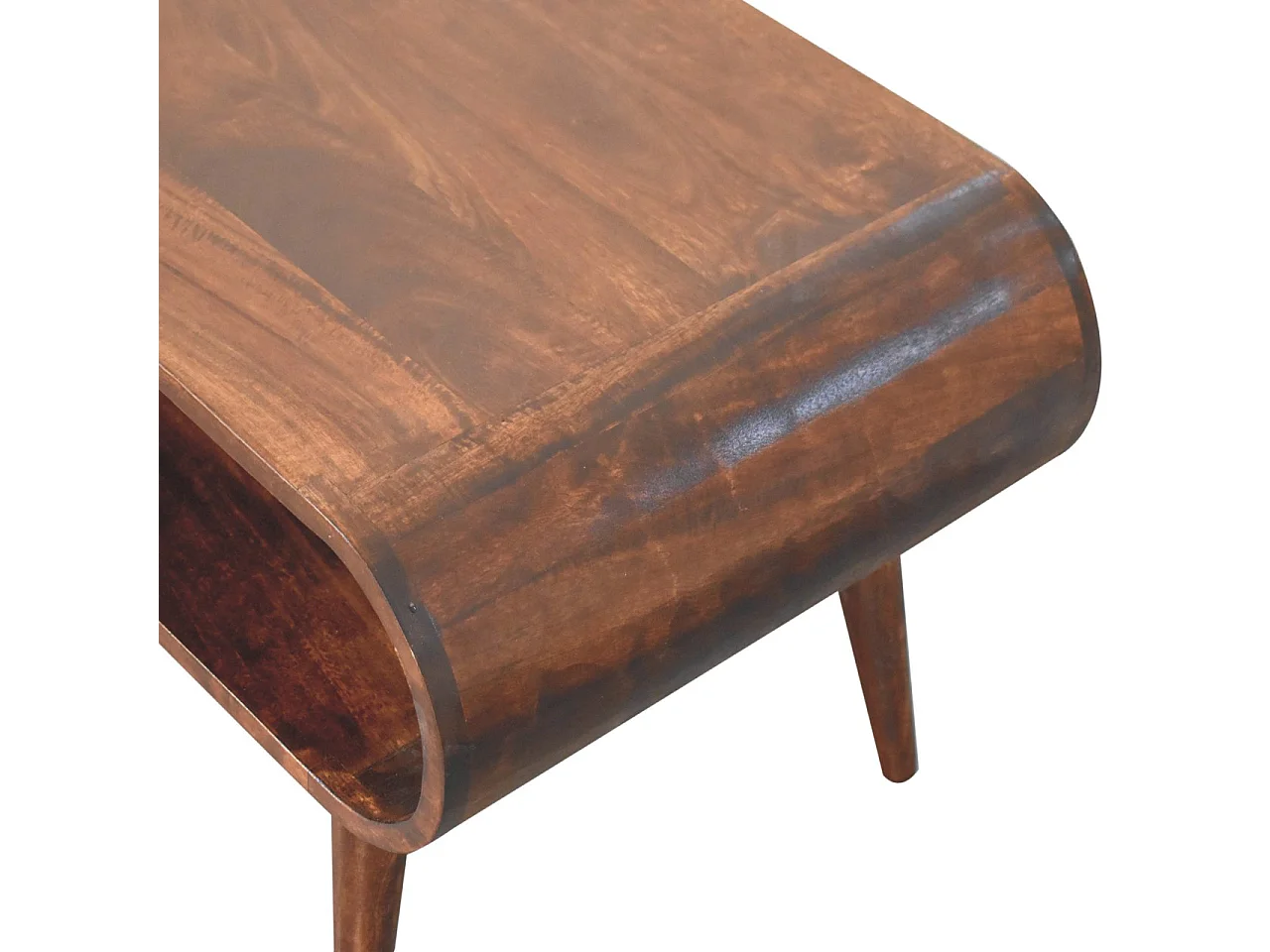 Artisan Furniture Table basse ouverte en bois massif de noyer californien, fente ouverte, brun foncé